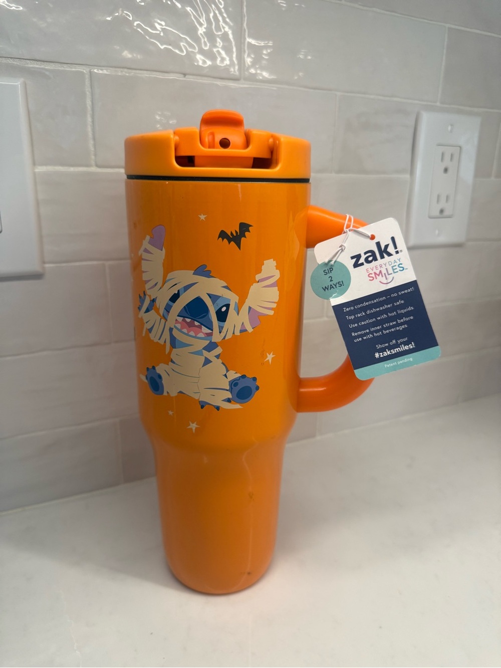 Zak! Stitch Halloween Orange Travel Mug Tumbler